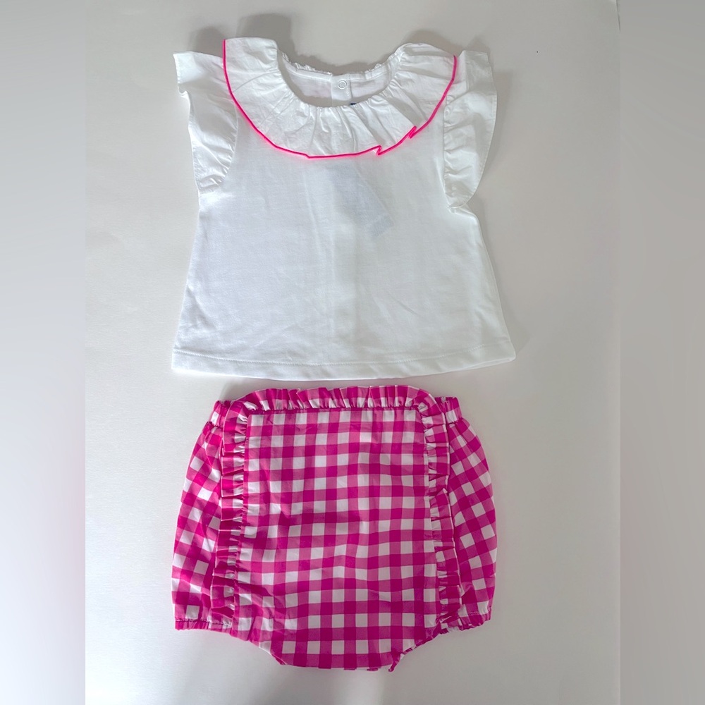 Jacadi Baby Girl Set in White and Pink